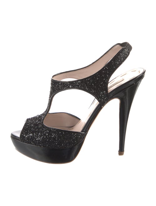Miu Miu Glitter Glitter Accents T-Strap Pumps