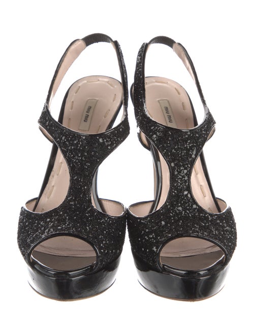 Miu Miu Glitter Glitter Accents T-Strap Pumps