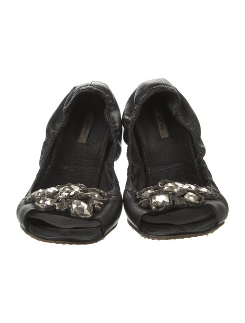 Miu Miu Leather Crystal Embellishments Ballet Flats