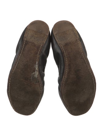 Miu Miu Leather Crystal Embellishments Ballet Flats