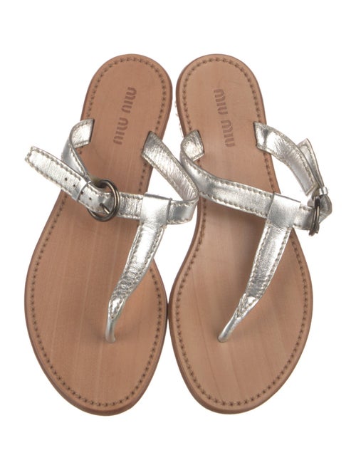Miu Miu Leather Crystal Embellishments Flip Flops