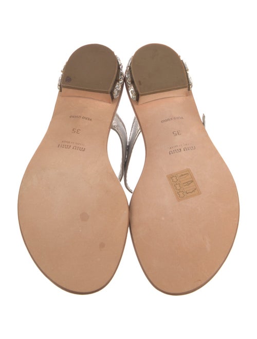 Miu Miu Leather Crystal Embellishments Flip Flops