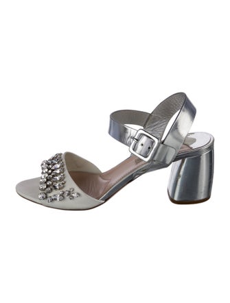 Miu Miu Leather Crystal Embellishments Sandals