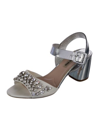 Miu Miu Leather Crystal Embellishments Sandals