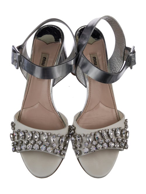 Miu Miu Leather Crystal Embellishments Sandals