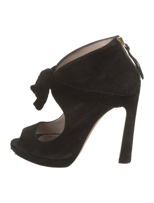 Miu Miu Suede Bow Accents Slingback Sandals