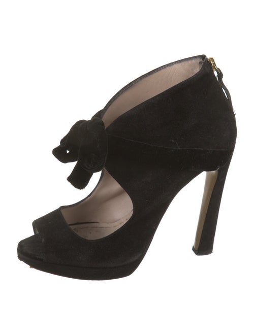 Miu Miu Suede Bow Accents Slingback Sandals