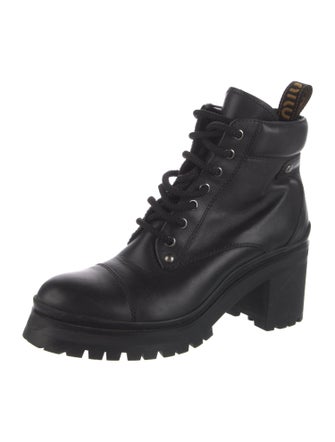 Miu Miu Leather Combat Boots