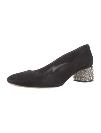 Miu Miu Suede Crystal Embellishments Pumps