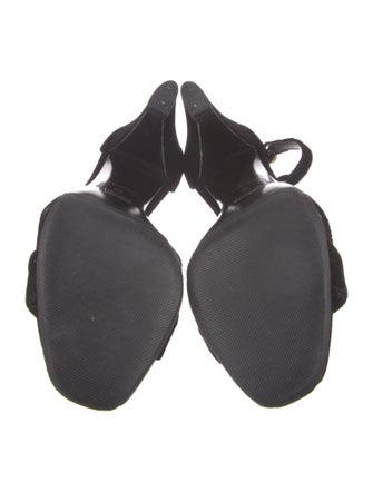 Miu Miu Velvet Crystal Embellishments T-Strap Sandals