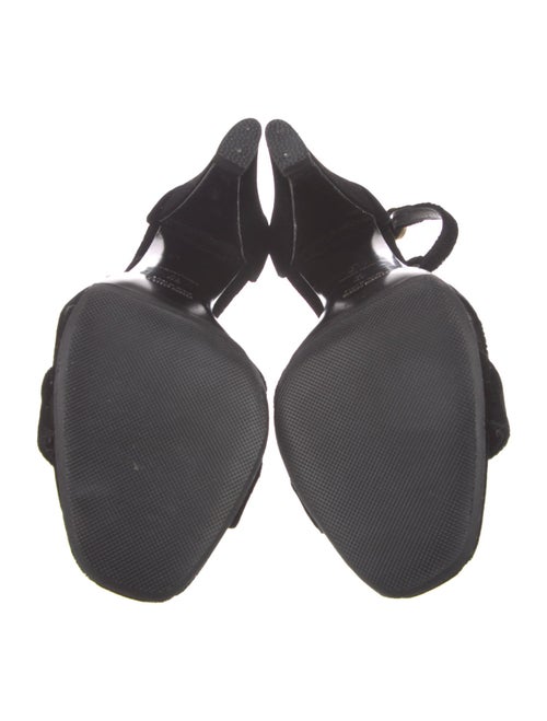 Miu Miu Velvet Crystal Embellishments T-Strap Sandals