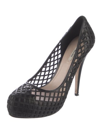 Miu Miu Leather Cutout Accent Pumps