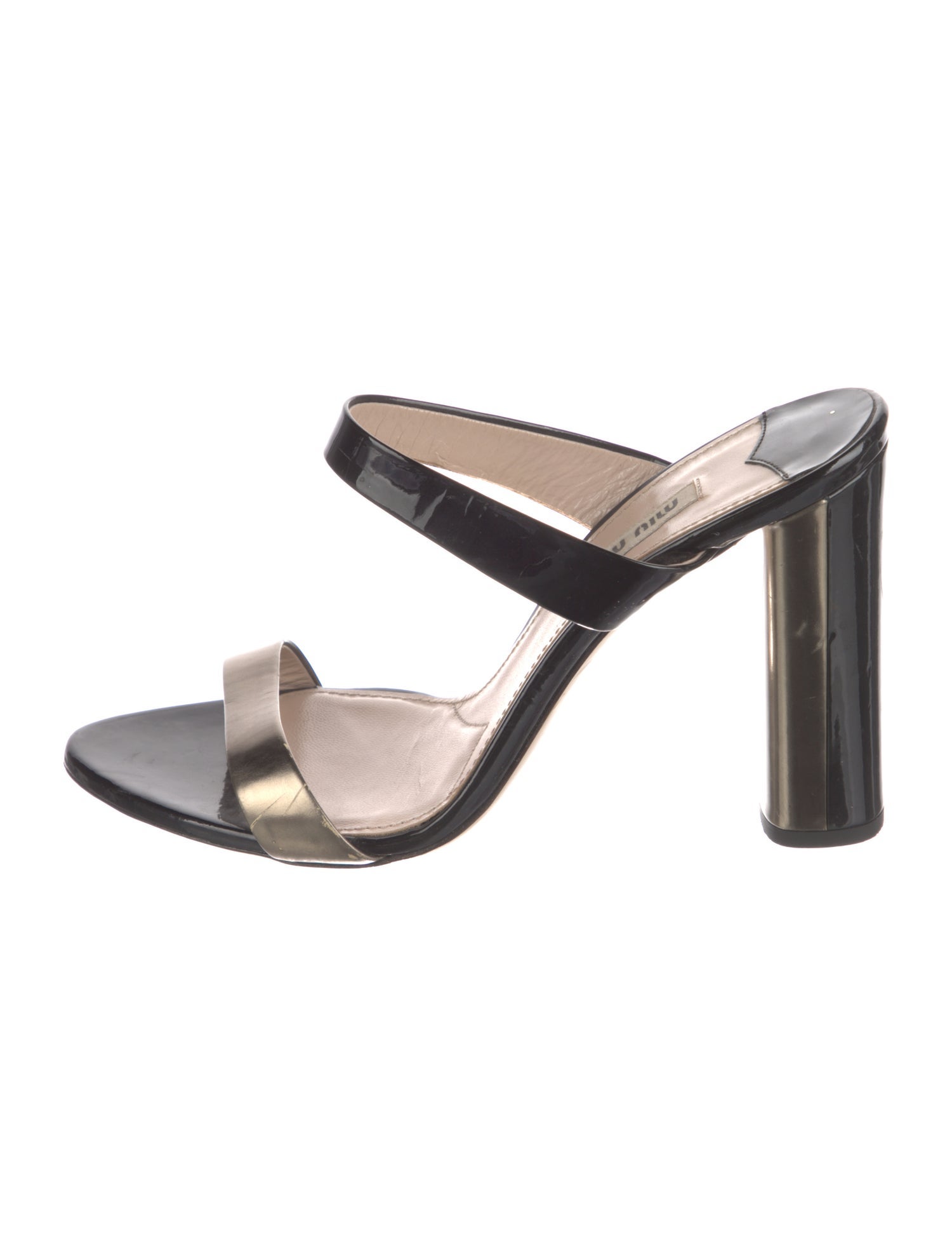 Miu Miu Patent Leather Colorblock Pattern Slides
