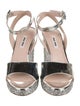 Miu Miu Patent Leather Glitter Accents Sandals