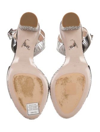 Miu Miu Patent Leather Glitter Accents Sandals