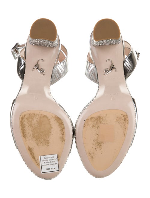Miu Miu Patent Leather Glitter Accents Sandals