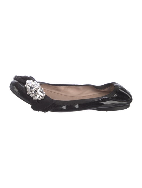 Miu Miu Patent Leather Crystal Embellishments Flats
