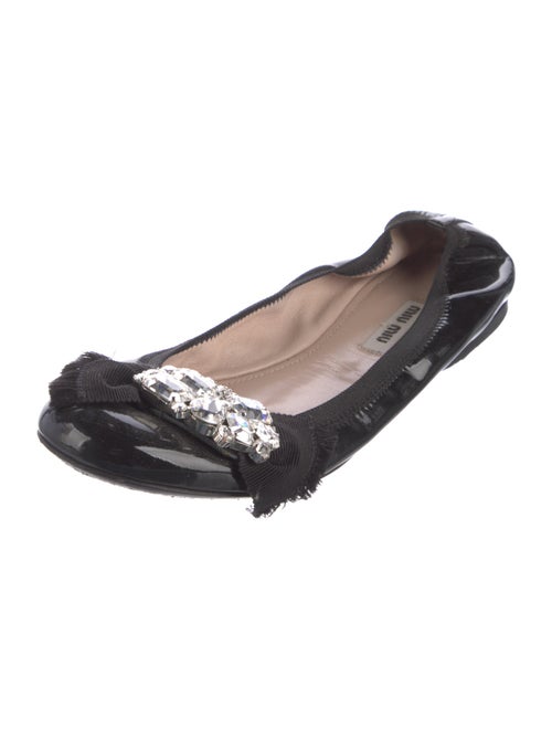 Miu Miu Patent Leather Crystal Embellishments Flats