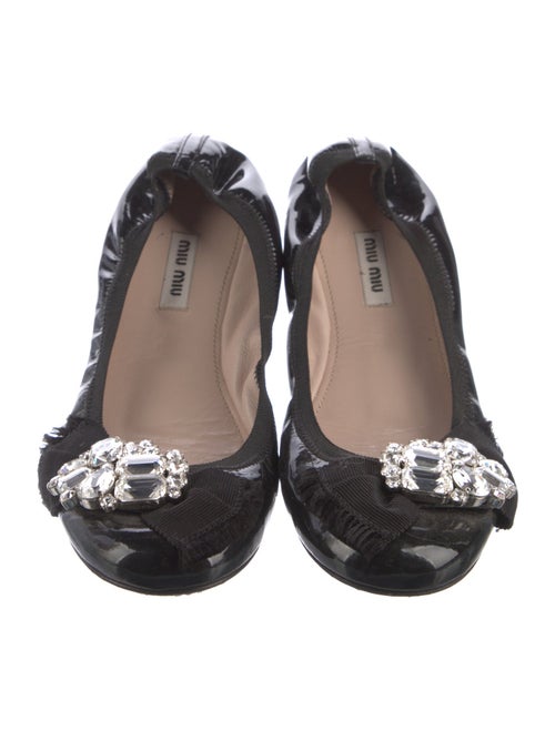 Miu Miu Patent Leather Crystal Embellishments Flats