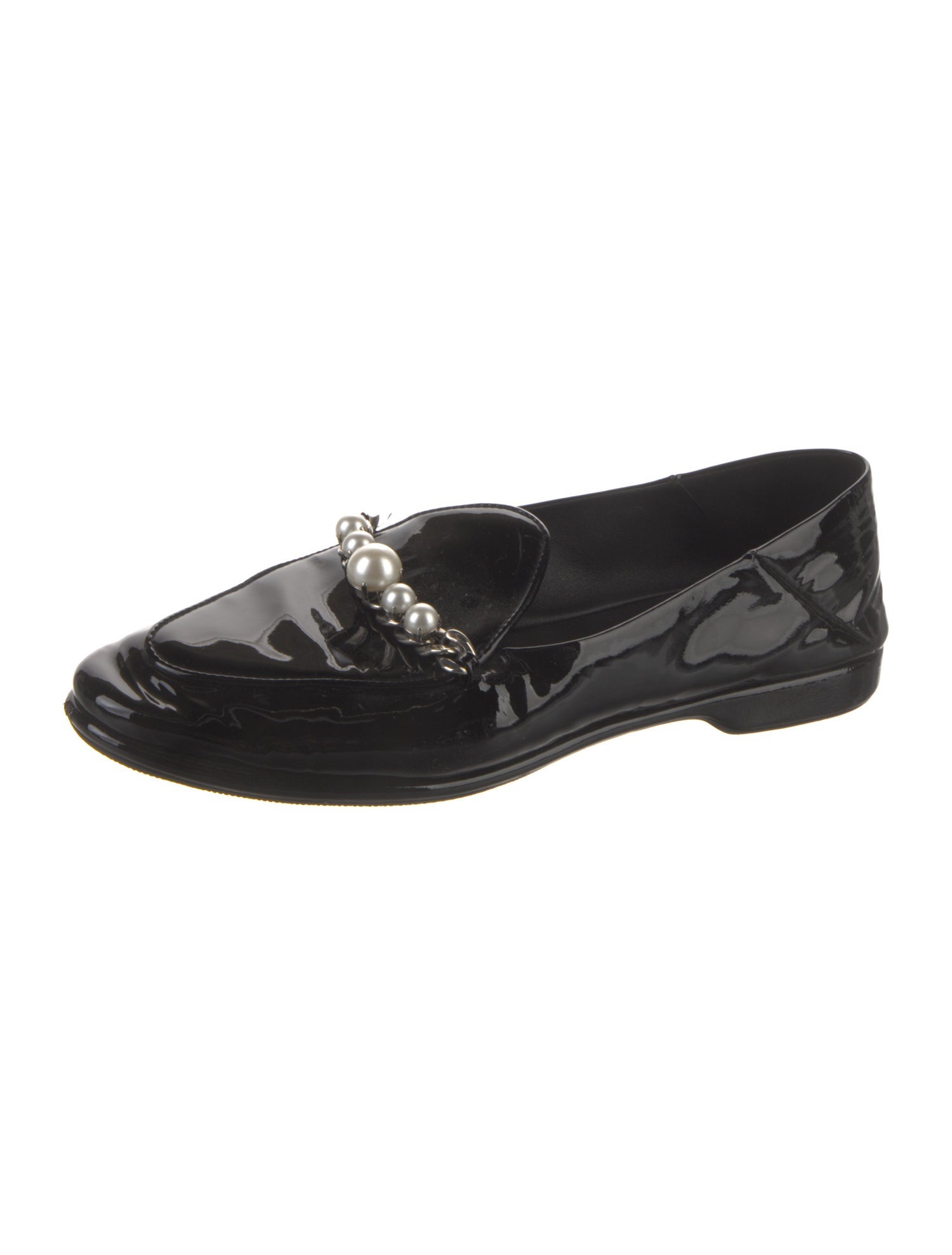 Miu Miu Patent Leather Crystal Embellishments Loafers