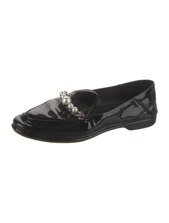 Miu Miu Patent Leather Crystal Embellishments Loafers