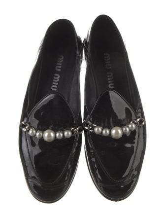 Miu Miu Patent Leather Crystal Embellishments Loafers