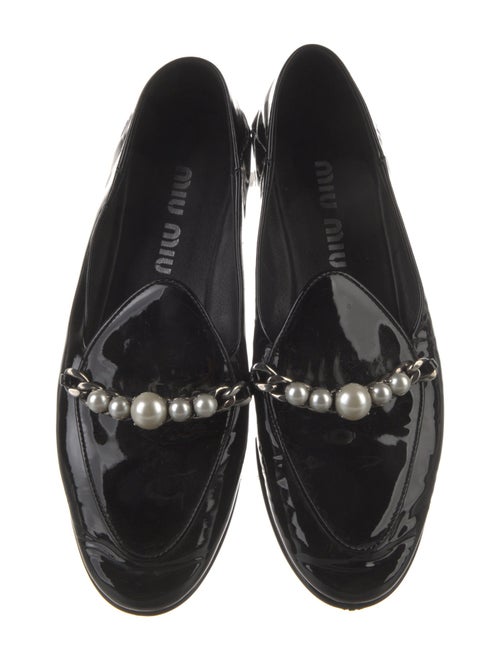 Miu Miu Patent Leather Crystal Embellishments Loafers