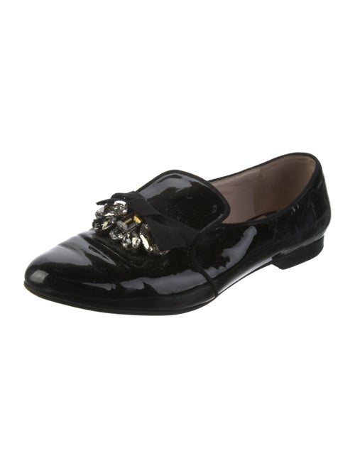 Miu Miu Patent Leather Crystal Embellishments Loafers