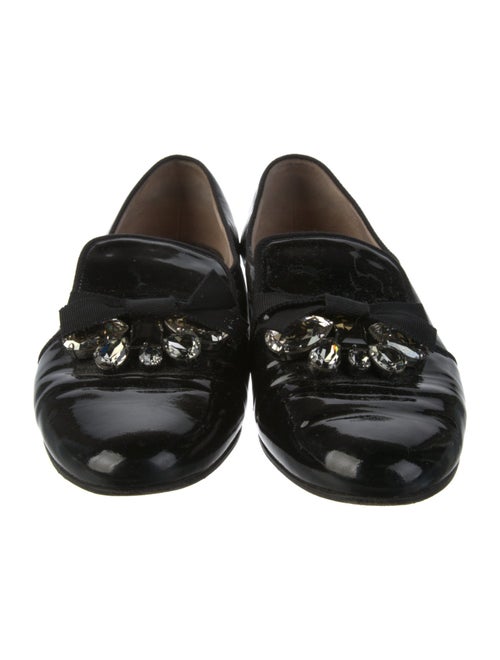 Miu Miu Patent Leather Crystal Embellishments Loafers