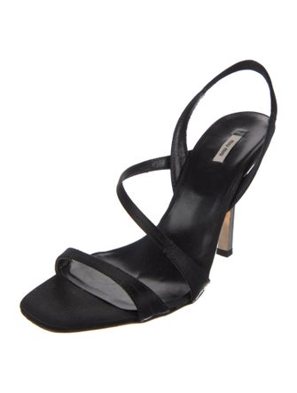 Miu Miu Satin Beaded Accents Slingback Sandals