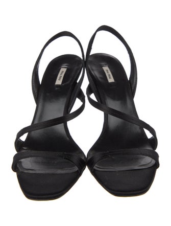 Miu Miu Satin Beaded Accents Slingback Sandals