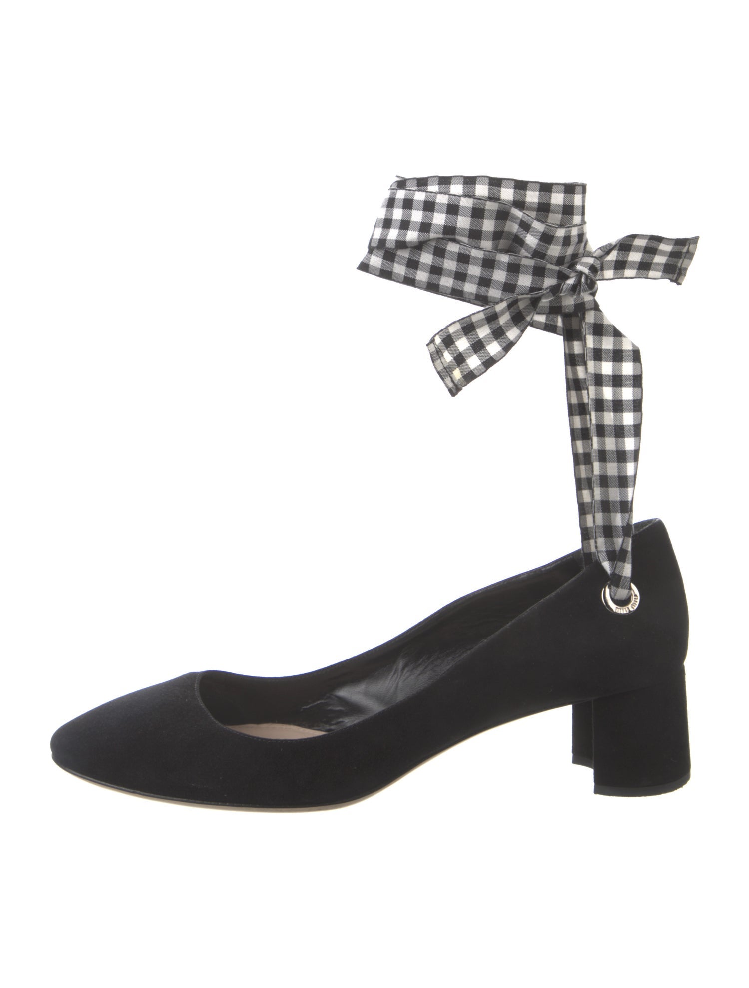 Miu Miu Suede Plaid Print D'Orsay Pumps