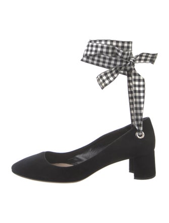 Miu Miu Suede Plaid Print D'Orsay Pumps
