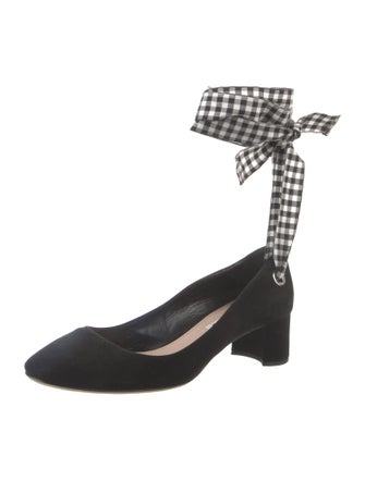 Miu Miu Suede Plaid Print D'Orsay Pumps