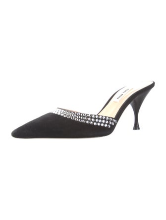 Miu Miu Suede Crystal Embellishments Mules