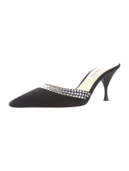 Miu Miu Suede Crystal Embellishments Mules