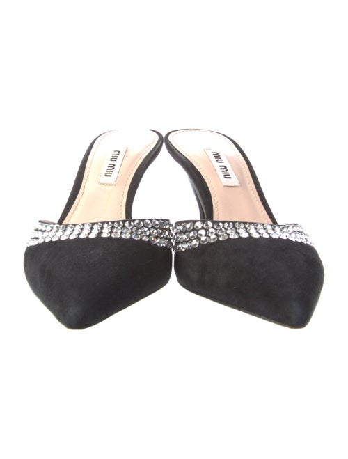 Miu Miu Suede Crystal Embellishments Mules