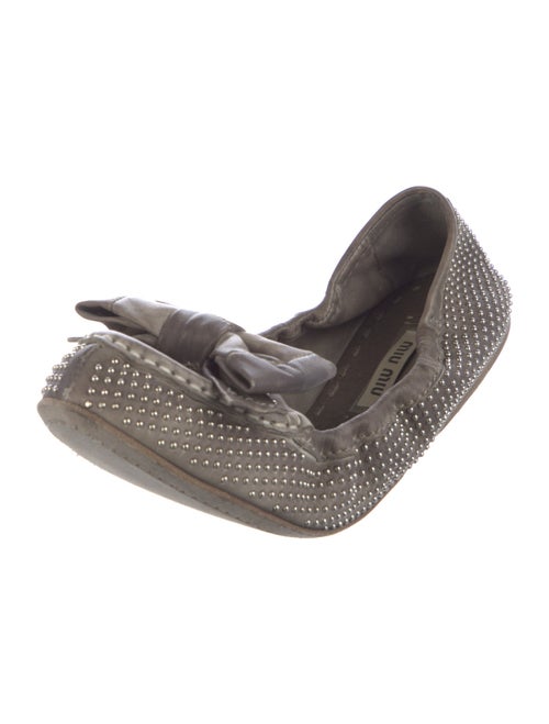 Miu Miu Leather Bow Accents Ballet Flats