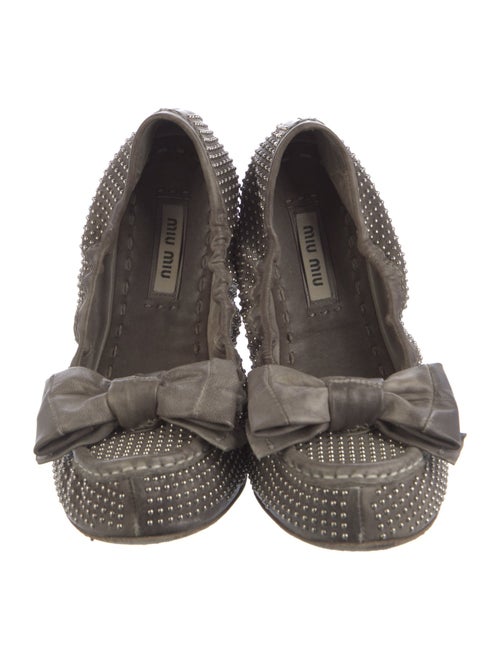 Miu Miu Leather Bow Accents Ballet Flats