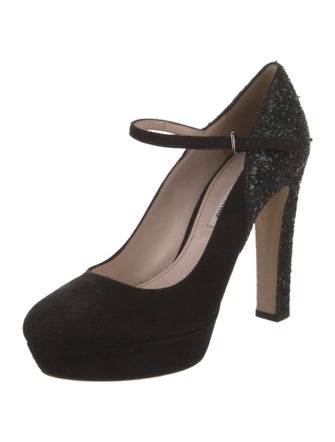 Miu Miu Suede Glitter Accents Pumps