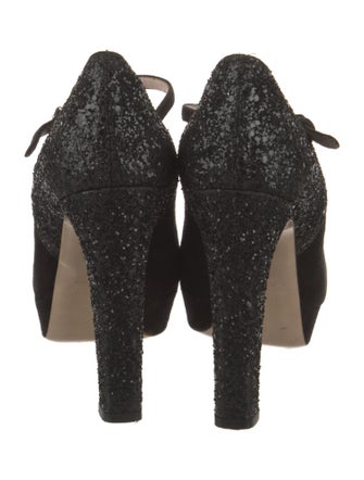 Miu Miu Suede Glitter Accents Pumps
