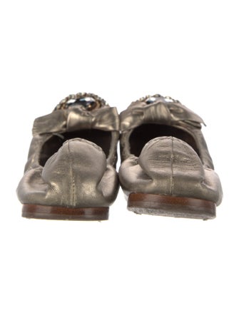Miu Miu Leather Bow Accents Ballet Flats