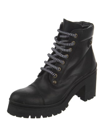 Miu Miu Leather Crystal Embellishments Combat Boots