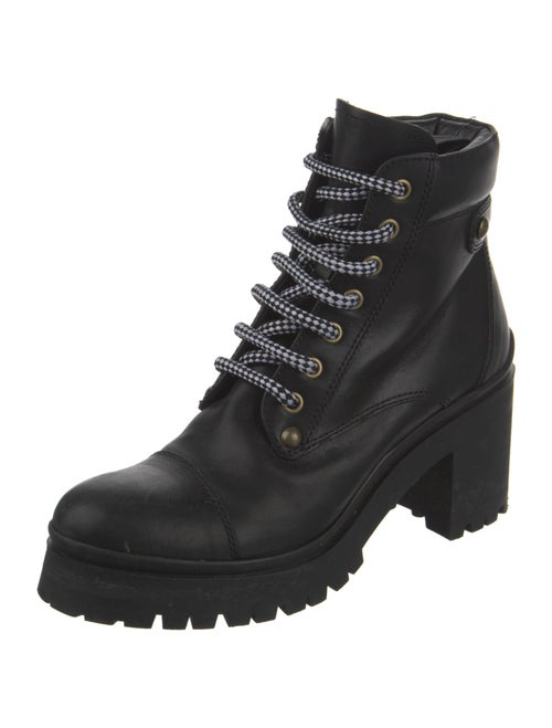 Miu Miu Leather Crystal Embellishments Combat Boots