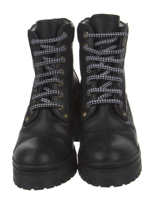 Miu Miu Leather Crystal Embellishments Combat Boots