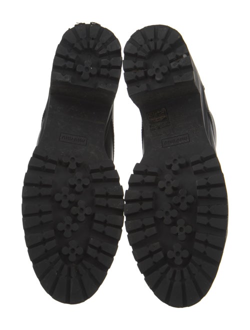 Miu Miu Leather Crystal Embellishments Combat Boots