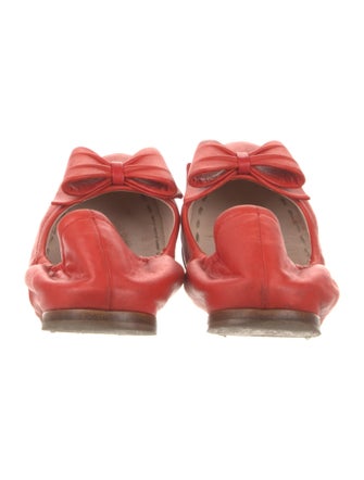 Miu Miu Leather Bow Accents Ballet Flats