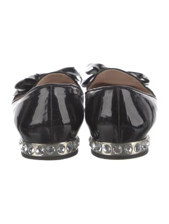 Miu Miu Patent Leather Bow Accents Ballet Flats