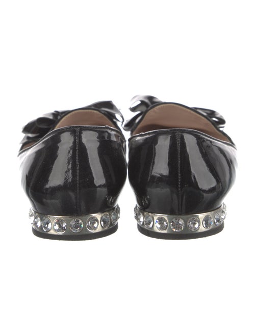 Miu Miu Patent Leather Bow Accents Ballet Flats