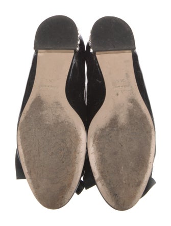 Miu Miu Patent Leather Bow Accents Ballet Flats